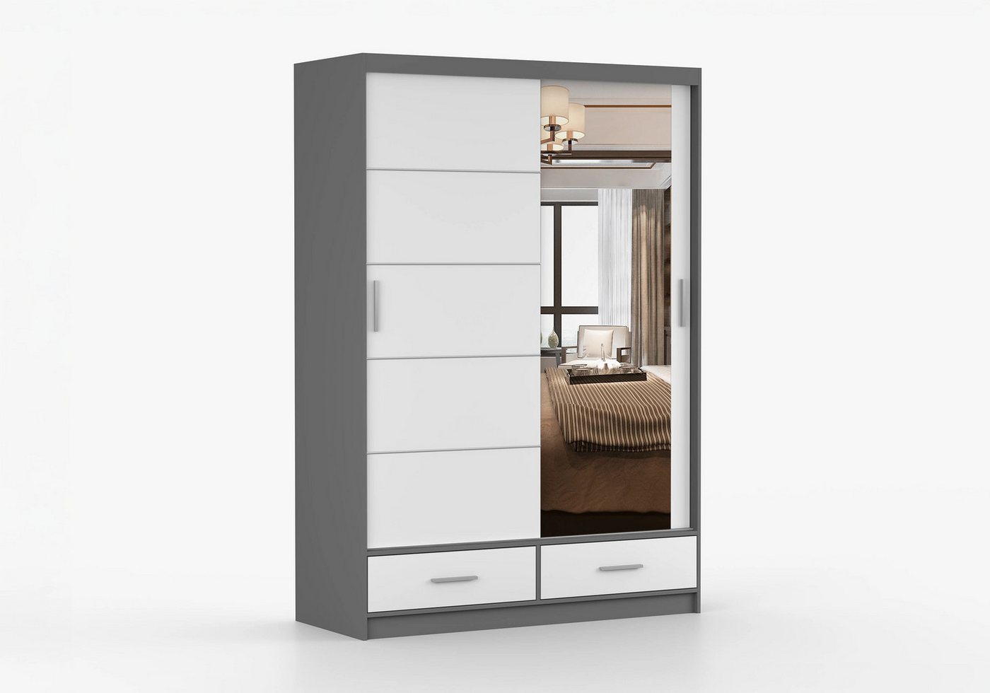 imoebel24 Schwebetürenschrank FLORENCE 150 cm - Weiss / Grau imoebel24 Schwebetürenschrank FLORENCE 150 cm - Weiss / Grau von imoebel24
