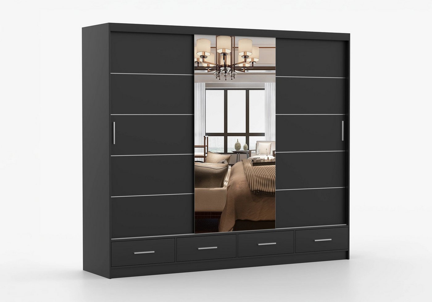 imoebel24 Schwebetürenschrank FLORENCE 250 cm - Schwarz / Schwarz imoebel24 Schwebetürenschrank FLORENCE 250 cm - Schwarz / Schwarz von imoebel24