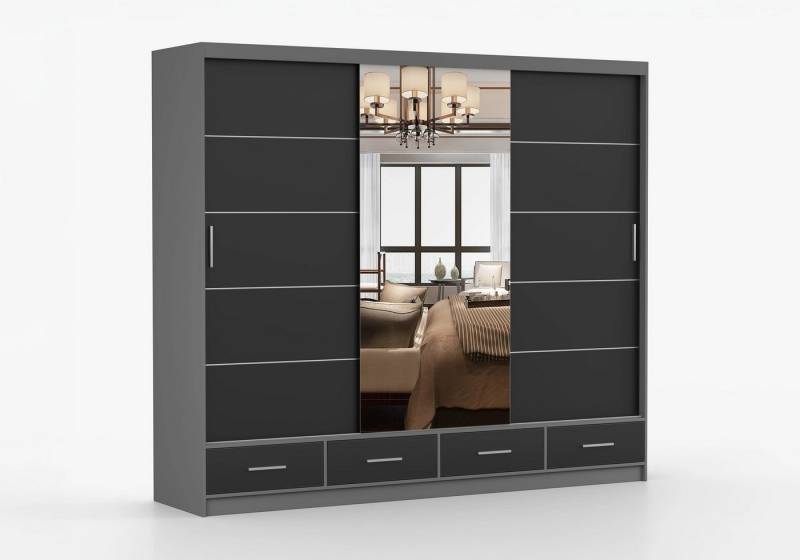imoebel24 Schwebetürenschrank FLORENCE 250 cm - Schwarz von imoebel24
