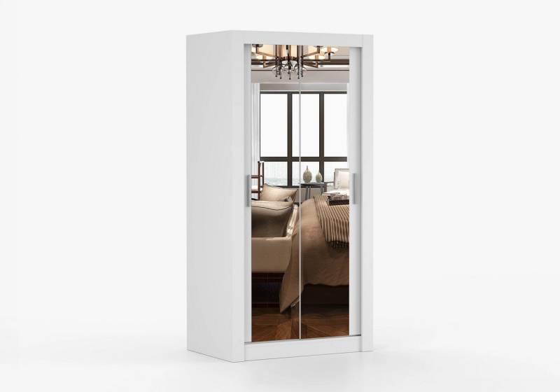 imoebel24 Schwebetürenschrank MILAN 100 cm - Weiss / Weiss von imoebel24