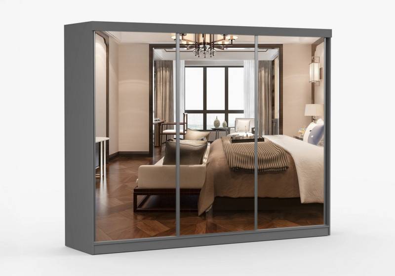 imoebel24 Schwebetürenschrank MILAN 250 - Grau / Grau von imoebel24