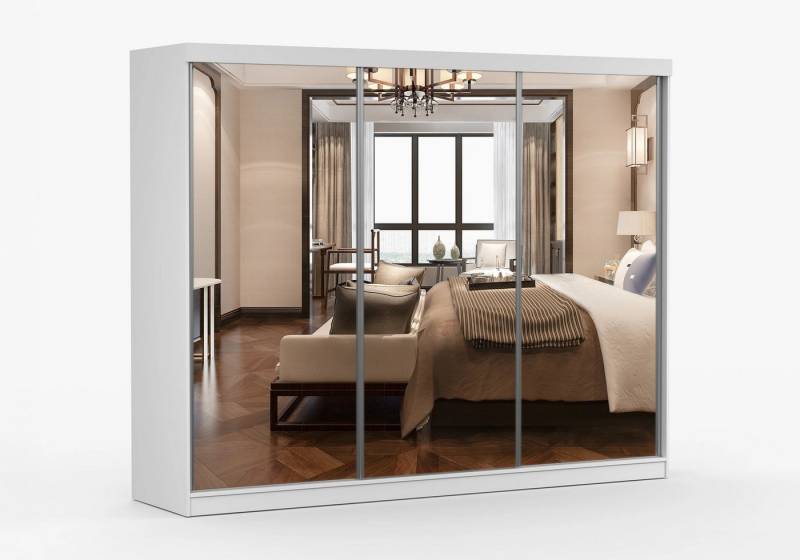 imoebel24 Schwebetürenschrank MILAN 250 - Weiss / Weiss von imoebel24