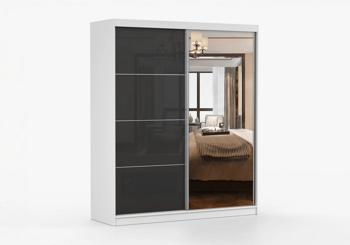 imoebel24 Schwebetürenschrank MULTI 31 183 cm - Weiss / Schwarz imoebel24 Schwebetürenschrank MULTI 31 183 cm - Weiss / Schwarz von imoebel24