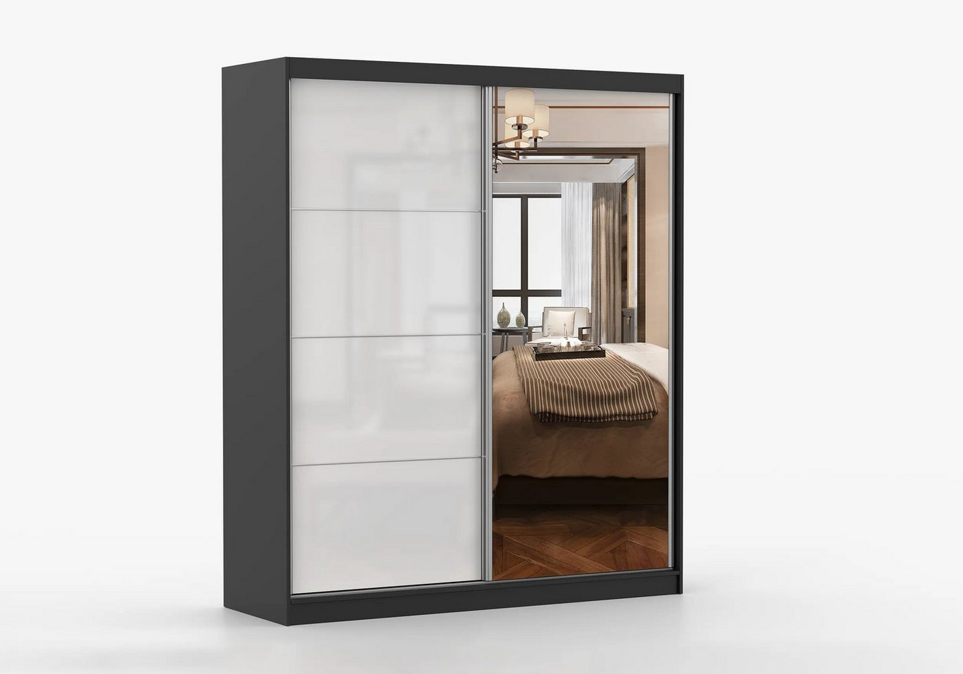 imoebel24 Schwebetürenschrank MULTI 35 183 cm - Schwarz / Weiss imoebel24 Schwebetürenschrank MULTI 35 183 cm - Schwarz / Weiss von imoebel24
