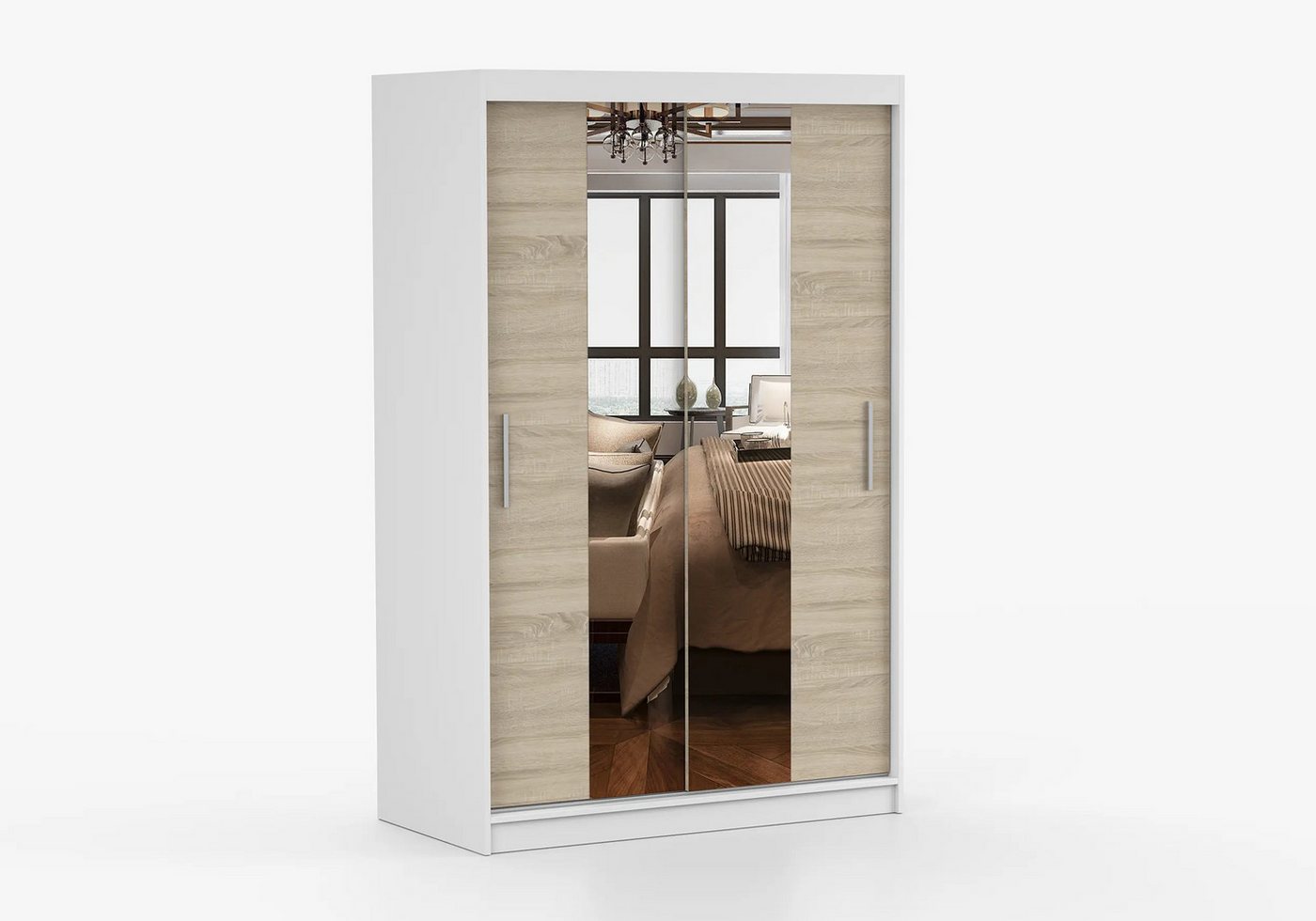 imoebel24 Schwebetürenschrank NEOMI 01 120 cm - Weiss / Sonoma imoebel24 Schwebetürenschrank NEOMI 01 120 cm - Weiss / Sonoma von imoebel24