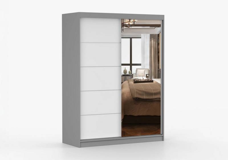 imoebel24 Schwebetürenschrank VISTA 05 150 cm - Grau / Weiss von imoebel24