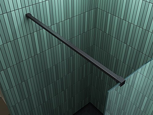 impex-bad_de Duschabtrennung Duschwand 140 cm Modern Schwarz Messing Glänzend Einschrauben von impex-bad_de