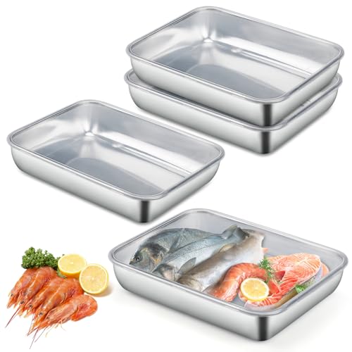 imposyu 4 Stück Frischhaltedosen mit Deckel Edelstahl Lebensmittel Aufbewahrungsbox Wiederverwendbar Gefrierdosen Groß für Kühlschrank Restaurant Küche, 2000ml von imposyu