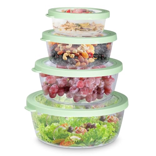 imposyu 4er Set Frischhaltedose Mikrowellengeschirr mit Deckel Gefrierdosen 520ml 1130ml 1900ml 3290ml Meal Prep Boxen Plastik Rund für Aufbewahrungsbox Küche von imposyu
