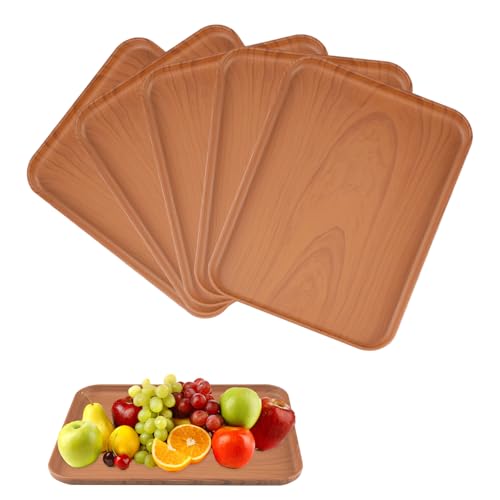 imposyu 5 Stück Serviertablett Rechteckig Plastik Wiederverwendbar Tablett Serviertablett rutschfest Küchentablett 30,5x22cm Rechteckig Kleine Tabletts für Küche Café Esszimmer von imposyu