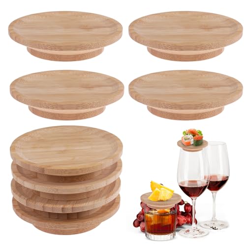 imposyu 8 Stück Weinglas Topper Wine Glass Charcuterie Topper Holz Weinglas Aufsatz Wineglas Charcuterie Topper für Party Zubehör Untersetzer für Vorspeisenteller und Desserts von imposyu