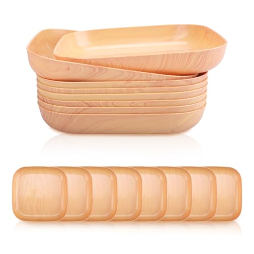 imposyu Teller Set 8er Plastikteller Mehrweg Speiseteller Bruchfest Leicht Kleine Camping Teller Kunststoffteller für Pasta Salat Obst Vorspeisen (Gelbe, 20CM) von imposyu