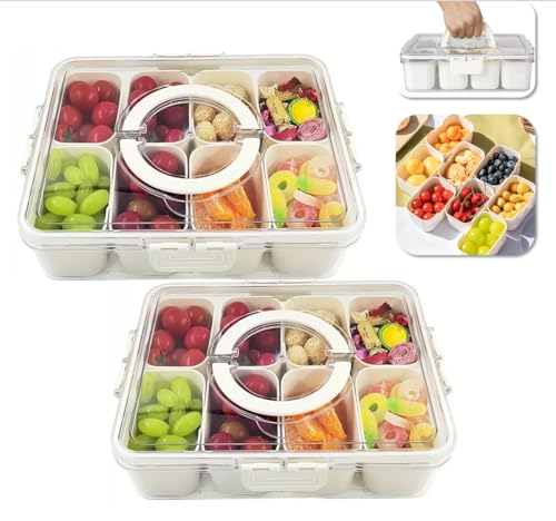 imuounl Snackbox mit Fächern 2 Stück，snackbox-picknick box mit fächern，snackboxen und picknickbox，couchbar-Für Zuhause, Party, Picknick & Schule-Perfekt für Snacks, Obst, Kekse, Süßigkeiten, Gemüse von imuounl