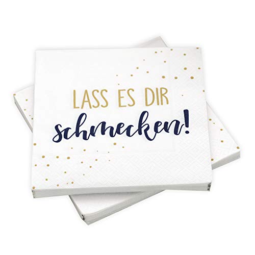 20 Servietten 'Lass es dir schmecken!' 33 x 33 cm (dunkelblau/gold) von in due