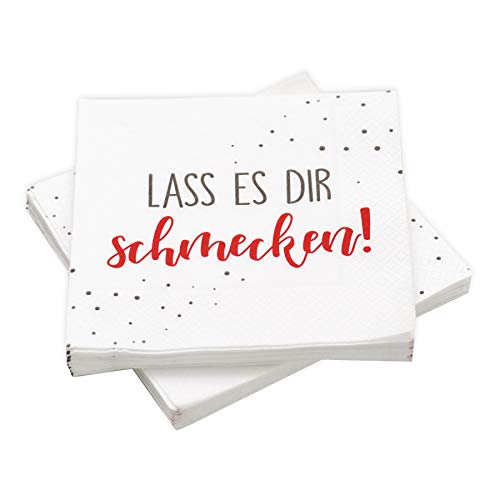 20 Servietten 'Lass es dir schmecken!' 33 x 33 cm (rot/taupe) von in due