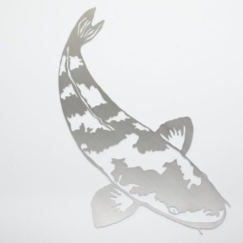 in-outdoorshop Koi Edelstahl 37 cm Wandtatoo/Wanddekoration in mehreren Variationen (Edelstahl Kohaku) von in-outdoorshop