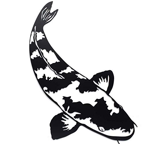 in-outdoorshop Koi Edelstahl 80 cm lang Wandtattoo/Wanddeko (Schwarz) Kohaku von in-outdoorshop