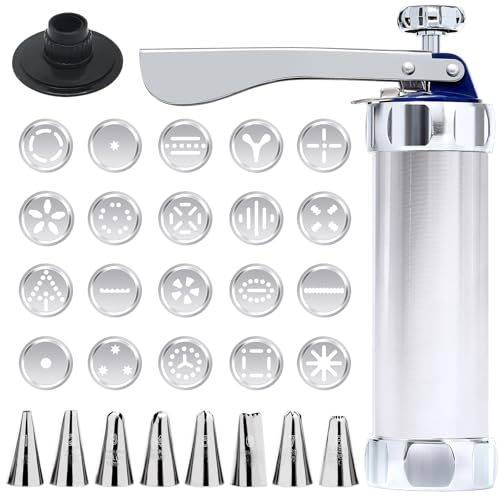 inB Selbstgemachte Keks-Maschine kekspresse tortenspritze garnierspritze spritzgebäck Maschine Enthält 20 Ausstechformen und 8 Spritztüllen Zum Backen von Keksen und zum Dekorieren von Kuchen von inB
