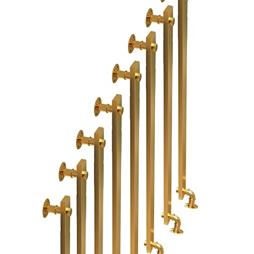 Moderne Handläufe für Treppengeländer – Goldfarbenes Geländer aus verzinktem Eisenrohr, rutschfeste Sicherheitsgeländer, Handlauf geeignet für Treppen, Korridor, Dachbodenstufen, Schutzzaun für den I von inBEKEA