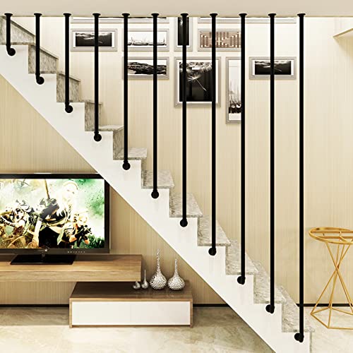 Modernes Treppengeländer in L-Form, Handlauf für Treppen im Innen- und Außenbereich, Sicherheitsgeländer aus verzinktem Schmiedeeisenrohr aus schwarzem Metall, rutschfeste Handlauf-Schutzgeländer von inBEKEA