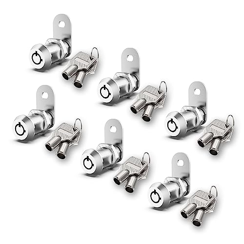 6 Stück Premium RV-Aufbewahrungsschlösser, Nockenschloss verschiedene Schlüssel, 3.8 cm Schrankschlösser mit Schlüssel für Aufbewahrungstür, sichere Aktenschrank, Werkzeugkasten, Zinklegierung von inBovoga