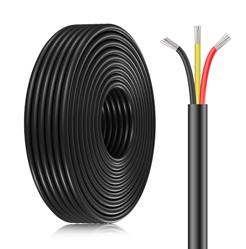 22AWG 3x0,3mm² 10Meter Elektrokabel 3-adrig Kabel, 5V/12V/24V Erdkabel verzinnte Kupferkabel, 300V flexibel und weich Stromkabel hohe Temperaturbeständigkeit Verlängerungskabel 10m von inShareplus