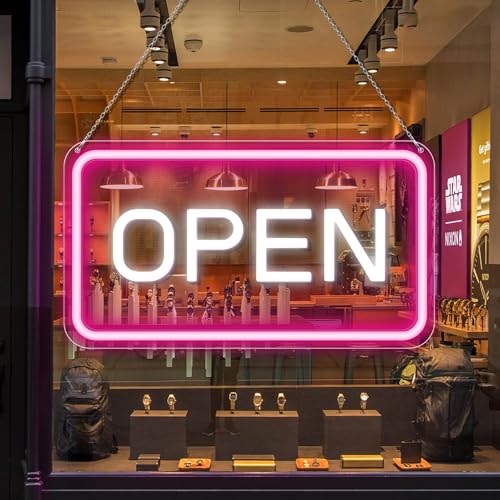 16"x 9" Einstellbares Helligkeit Open Schild für Geschäfte, Rosa Weiß Ultra Helles LED Schild Open USB-betrieben mit EIN/AUS, Elektrisches Neon Sign für Geschäfte, Restaurants, Einzelhandelsgeschäfte 16"x 9" Einstellbares Helligkeit Open Schild für Geschäfte, Rosa Weiß Ultra Helles LED Schild Open USB-betrieben mit EIN/AUS, Elektrisches Neon Sign für Geschäfte, Restaurants, Einzelhandelsgeschäfte von inShareplus