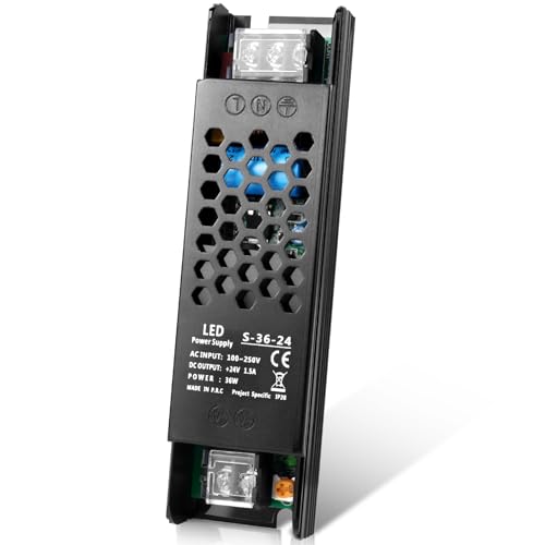 InShareplus LED Trafo 24V 36W 1.5A, Schlankes LED-Netzteil AC 230V zu 24V DC Adapter, Konstante Spannung 24V Netzteil für Streifen Schrankleuchten, Lampen und Innenlampen. von inShareplus