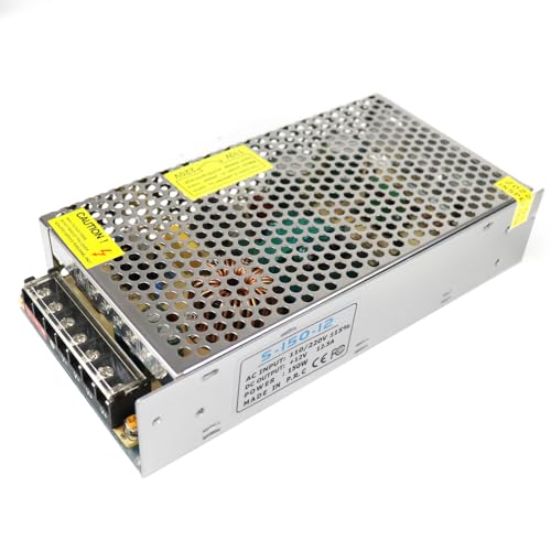 inShareplus 12V Netzteil 12.5A 150W, DC Universal Geregeltes Schaltnetzteil, Trafo 230V auf 12V LED-Treiber, Transformator, Adapter für LED-Streifenlicht, 3D-Drucker, Radio, Computerprojekt von inShareplus