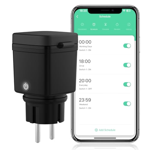 WLAN Steckdose Outdoor, Smart Zeitschaltuhr Steckdose Outdoor, Überwachung des Stromverbrauchs, Kompatibel mit Alexa und Google Home, App und Sprachsteuerung, 2.4 GHz WiFi, Wasserdicht IP44, Schwarz von inaepeak