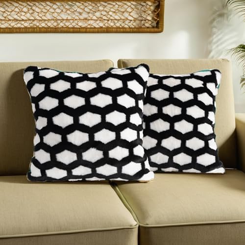 inchgrass Fell Kissenbezüge 45.7x45.7 cm - Luxuriös Flauschiges 2er Set für Sofa & Bett, Super weiche dekorative Kissenhüllen Wohnzimmer A38 von inchgrass