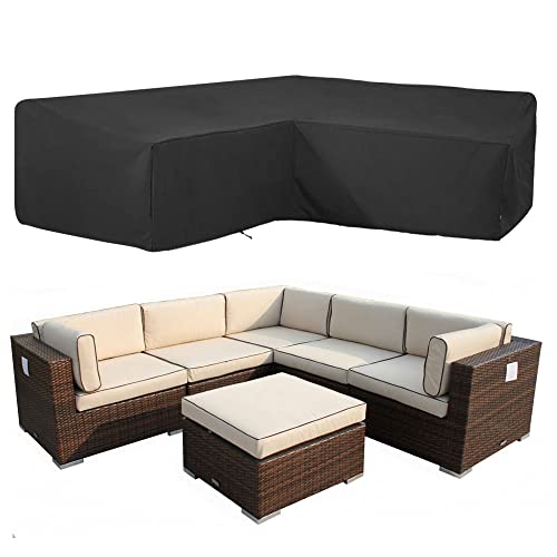 V-Form Terrassenmöbel-Abdeckungen 420D Oxford-Gewebe Outdoor-Schnittsofabezüge Möbelset Gartenschutz Wasserdicht Winddicht Staubdicht Gartensofa-Set 300*300*85CM von incikiti