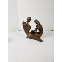 Austin Produktionen Skulptur Statue Mann, Frau Und Kind Signiert 11, 5 "x 11" von incredibleefinds