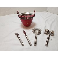 Vintage Moderne Bar Utensilien Set 5 Teilig Mit Eiskübel von incredibleefinds