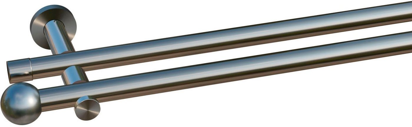Gardinenstange Colombes, indeko, Ø 20 mm, 2-läufig, Wunschmaßlänge, verschraubt, Stahl, Komplett-Set inkl. Montagematerial von indeko