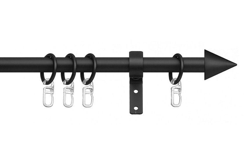 Gardinenstange Kegel, indeko, Ø 16 mm, 1-läufig, Fixmaß, mit Bohren, verschraubt, Stahl, Komplett-Set inkl. Ringen und Montagematerial von indeko