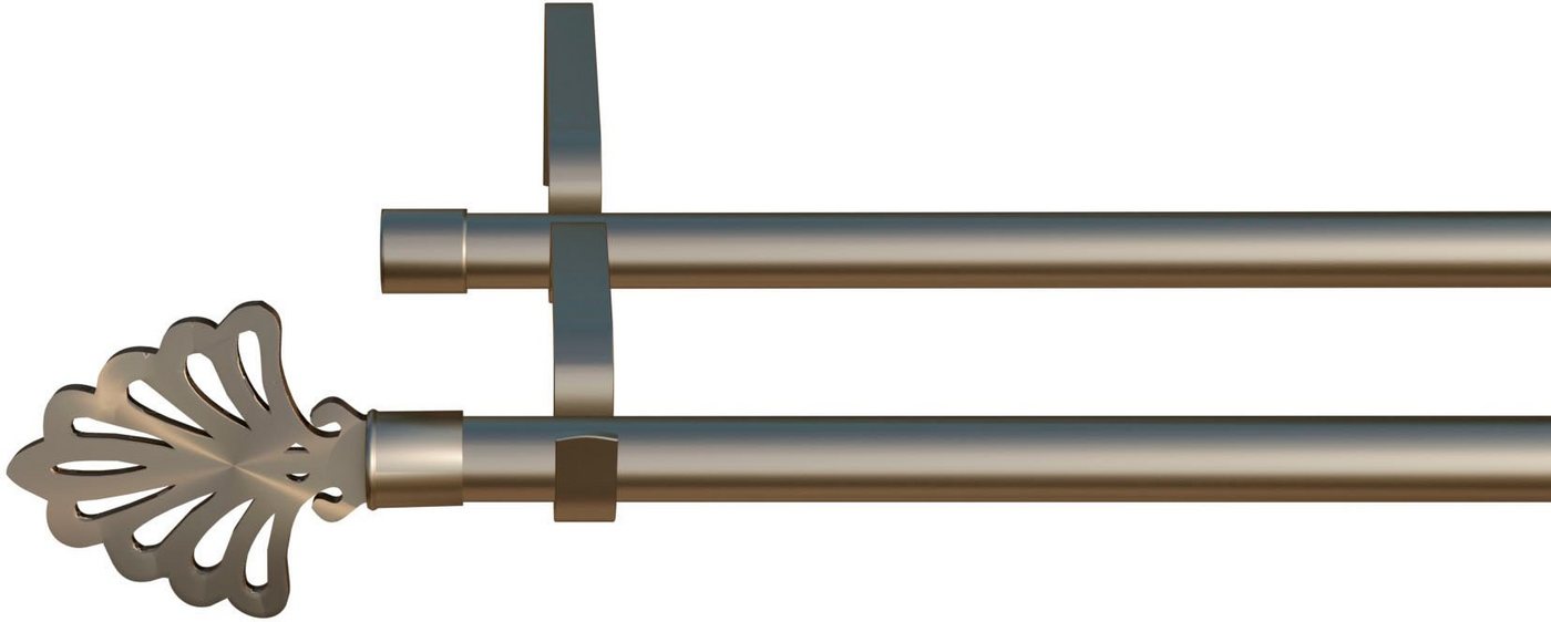 Gardinenstange Modena, indeko, Ø 16 mm, 2-läufig, Wunschmaßlänge, mit Bohren, verschraubt, Eisen von indeko