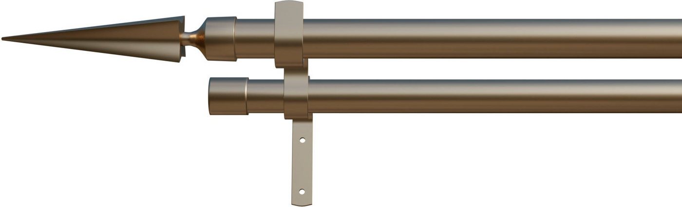 Gardinenstange Parma, indeko, Ø 16 mm, 2-läufig, Wunschmaßlänge, mit Bohren, verschraubt, Eisen von indeko