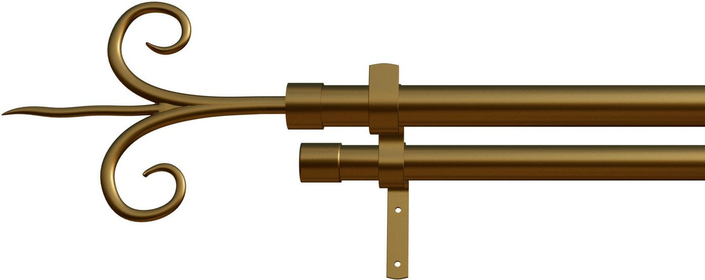 Gardinenstange Pienza, indeko, Ø 16 mm, 2-läufig, Wunschmaßlänge, mit Bohren, verschraubt, Eisen von indeko