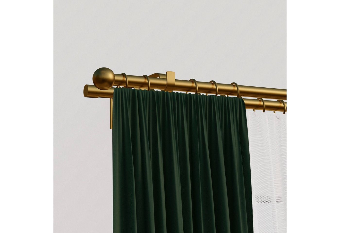 Gardinenstange Sevilla, indeko, Ø 16 mm, 2-läufig, Wunschmaßlänge, mit Bohren, verschraubt, Eisen von indeko