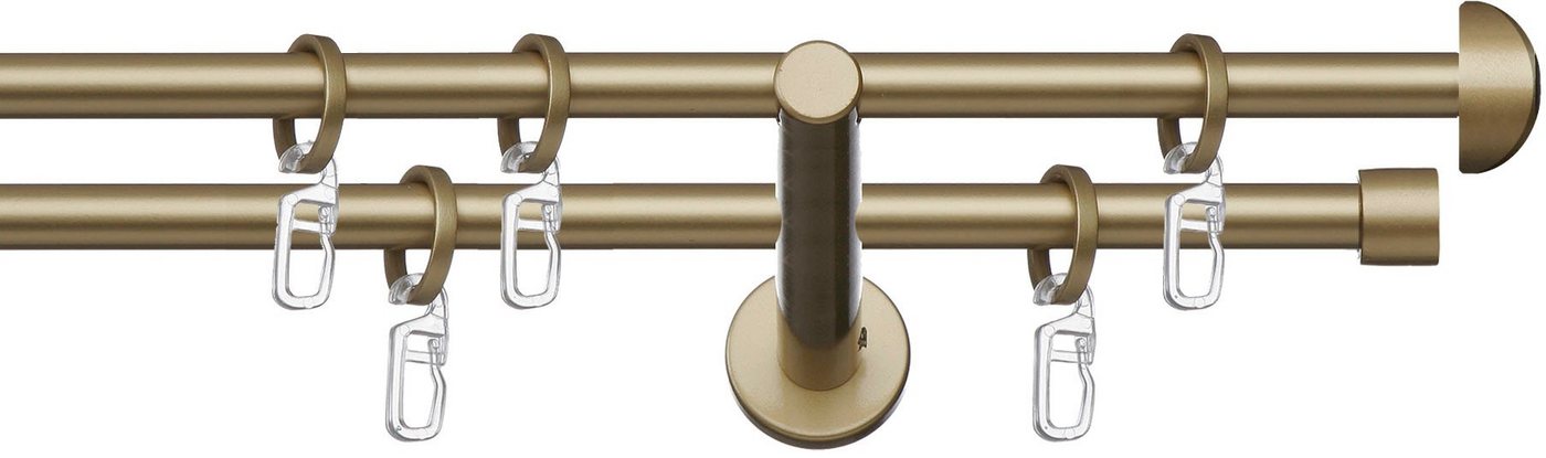 Gardinenstange Soller, indeko, Ø 12 mm, 2-läufig, Fixmaß, verschraubt, Stahl, Komplett-Set inkl. Ringen und Montagematerial von indeko