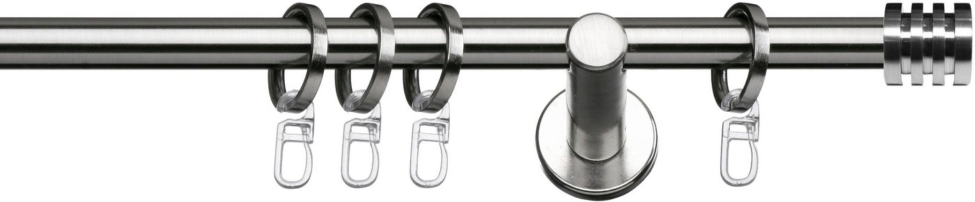 Gardinenstange Valencia, indeko, Ø 16 mm, 1-läufig, Fixmaß, verschraubt, Stahl, Komplett-Set inkl. Ringen und Montagematerial von indeko