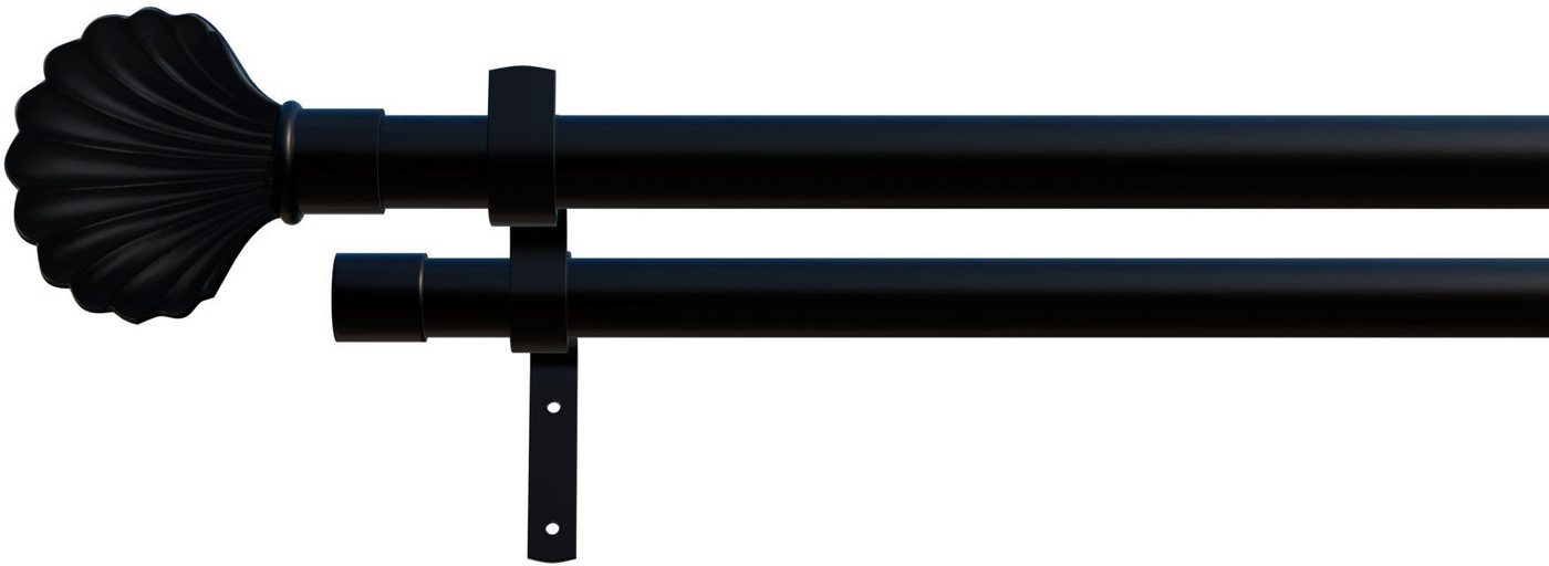 Gardinenstange Volterra, indeko, Ø 16 mm, 2-läufig, Wunschmaßlänge, mit Bohren, verschraubt, Eisen von indeko