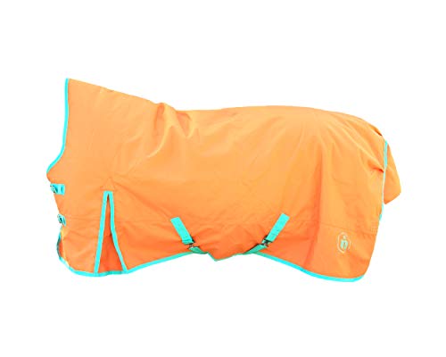 indira Pferdedecke Outdoor pro 200g Wasserdicht Ripstop 1200d high-Neck (145 cm, Orange 01 - Türkis 01) von indira