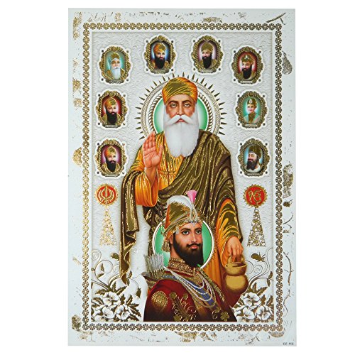 indischerbasar.de Bild Guru Nanak und Guru Gobind Singh 48 x 33 cm Kunstdruck Plakat Poster Indien Sikhismus Hochglanz Dekoration von indischerbasar.de