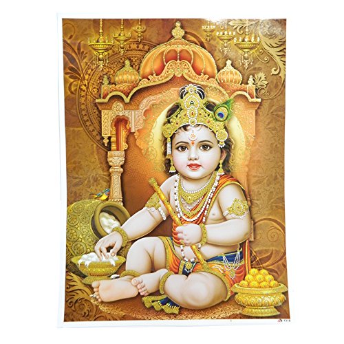 Bild Krishna 30x40cm Kunstdruck Poster Dekoration Wohnaccessoire von indischerbasar.de