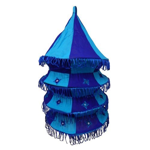 Lampenschirm Akkordeon 50 cm Pendelleuchte Baumwoll-Patchwork Innenbeleuchtung Wohnen (blau - türkis) von indischerbasar.de