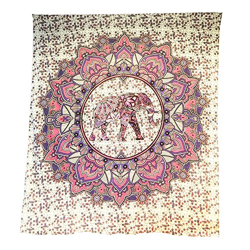Tagesdecke Elefant im Lotuskreis Überwurf aus Baumwolle indische Decke Vorhang 230 x 210 cm von indischerbasar.de