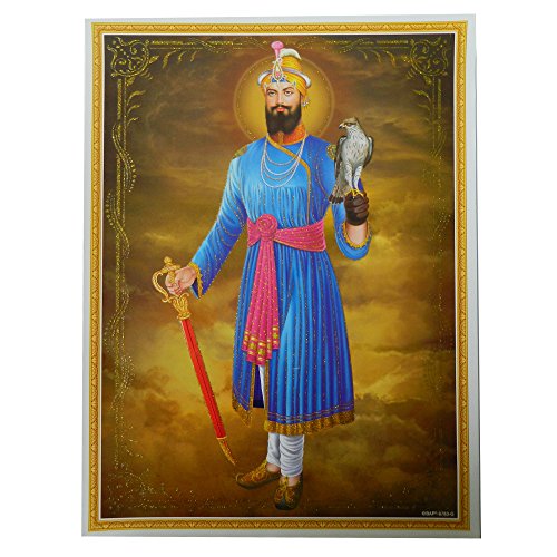 indischerbasar.de Bild Guru Govind Singh 30 x 40cm Kunstdruck Plakat Poster Indien Sikhismus Hochglanz Dekoration von indischerbasar.de