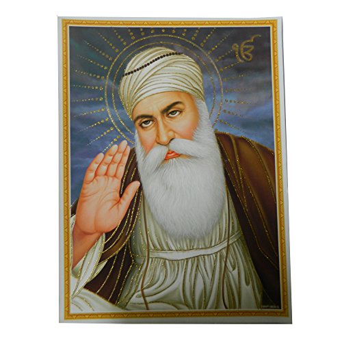 indischerbasar.de Bild Guru Nanak 30 x 40 cm Kunstdruck Plakat Poster Indien Sikhismus Hochglanz Dekoration von indischerbasar.de